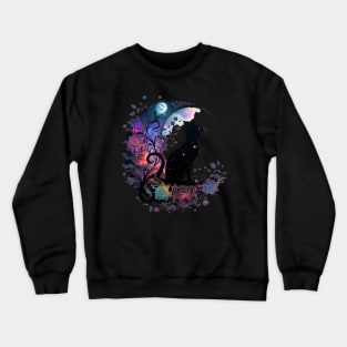 Mystical Black Cat & Moon Crewneck Sweatshirt